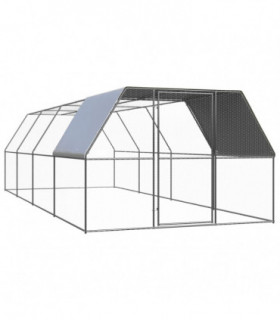 Outdoor Chicken Cage 3x8x2 m Galvanised Steel