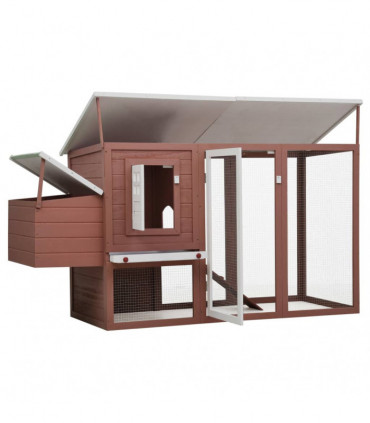 Outdoor Chicken Cage Hen House with 1 Egg Cage Brown Wood