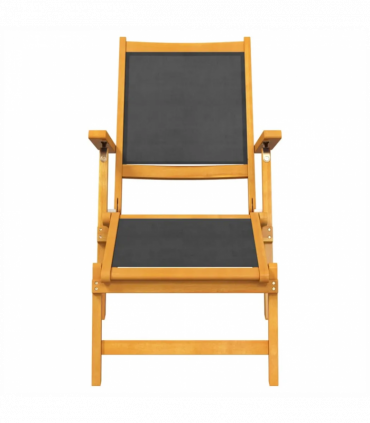 Outdoor Deck Chair with Table Solid Wood Acacia and Textilene