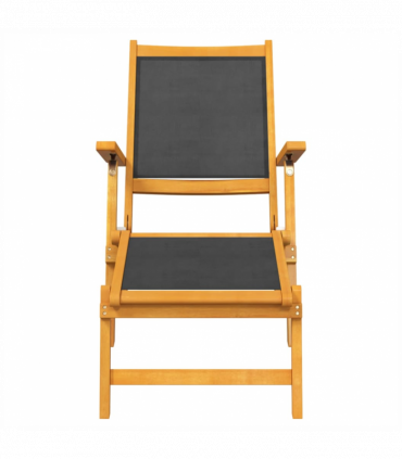 Outdoor Deck Chairs with Table Solid Wood Acacia and Textilene