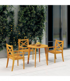 Outdoor Dining Chairs 3 pcs Solid Wood Acacia