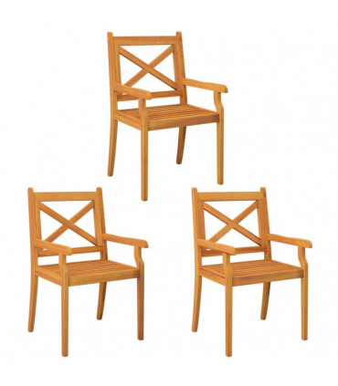 Outdoor Dining Chairs 3 pcs Solid Wood Acacia