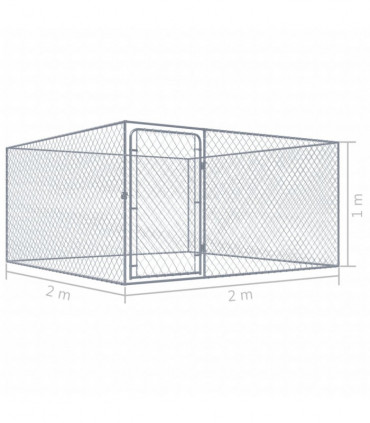 Outdoor Dog Kennel Galvanised Steel 2x2x1 m