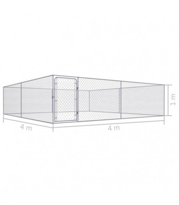 Outdoor Dog Kennel Galvanised Steel 4x4x1 m
