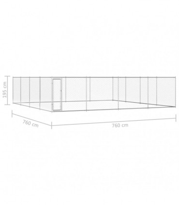 Outdoor Dog Kennel Galvanised Steel 760x760x195 cm