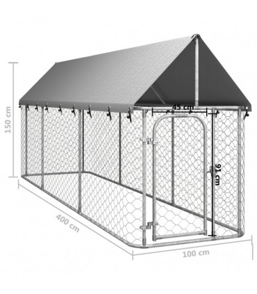 Outdoor Dog Kennel with Roof 400x100x150 cm