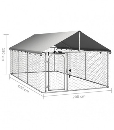 Outdoor Dog Kennel with Roof 400x200x150 cm
