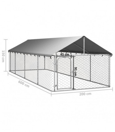 Outdoor Dog Kennel with Roof 600x200x150 cm