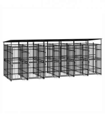 Outdoor Dog Kennel with Roof Steel 11.06 m�