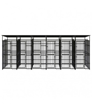 Outdoor Dog Kennel with Roof Steel 11.06 m�