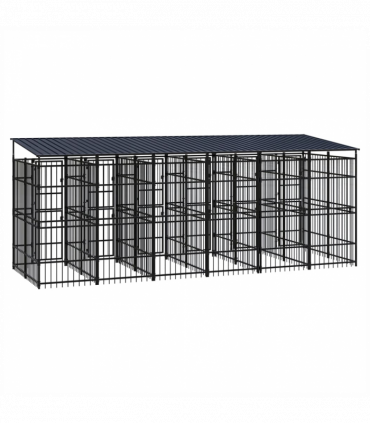 Outdoor Dog Kennel with Roof Steel 11.06 m�