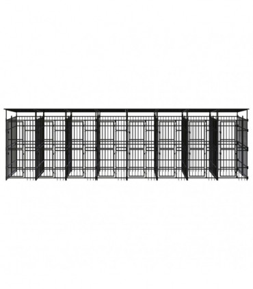Outdoor Dog Kennel with Roof Steel 14.75 m²