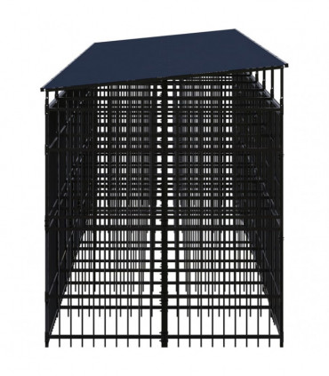 Outdoor Dog Kennel with Roof Steel 14.75 m²