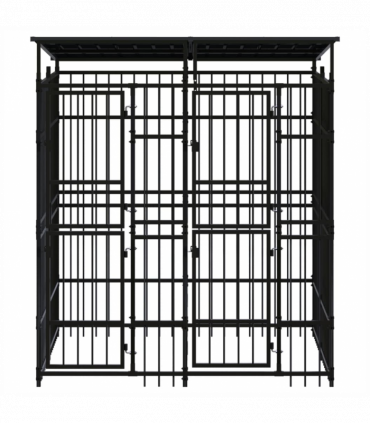 Outdoor Dog Kennel with Roof Steel 3.69 m�