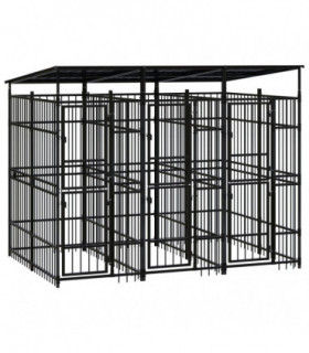 Outdoor Dog Kennel with Roof Steel 5.53 m�
