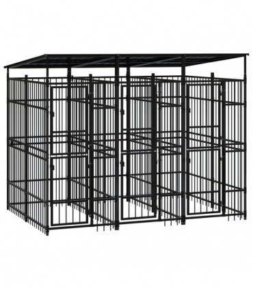 Outdoor Dog Kennel with Roof Steel 5.53 m�