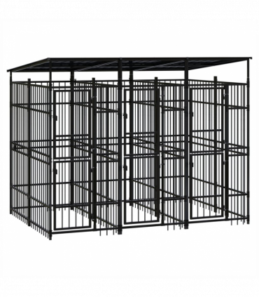 Outdoor Dog Kennel with Roof Steel 5.53 m�