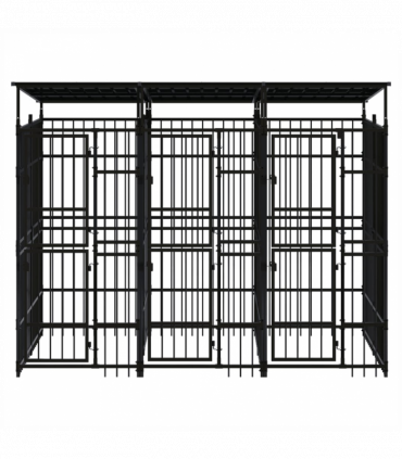 Outdoor Dog Kennel with Roof Steel 5.53 m�