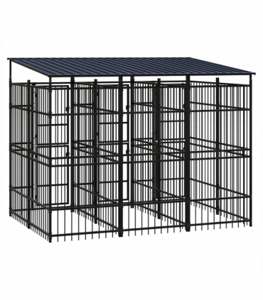 Outdoor Dog Kennel with Roof Steel 5.53 m�