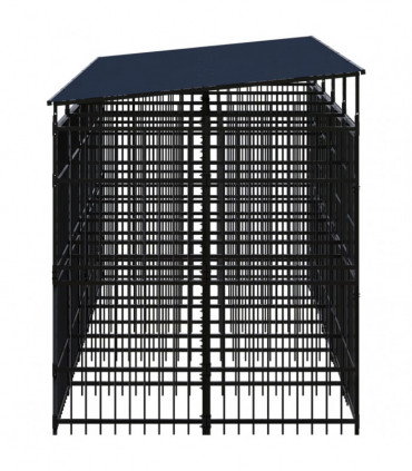 Outdoor Dog Kennel with Roof Steel 9.22 m�