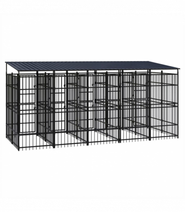 Outdoor Dog Kennel with Roof Steel 9.22 m�