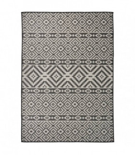 Outdoor Flatweave Rug 120x170 cm Black Stripes