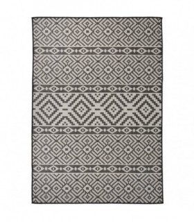 Outdoor Flatweave Rug 140x200 cm Black Stripes