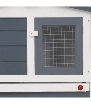 Outdoor Large Rabbit Hutch Grey and White 204x45x85 cm Wood