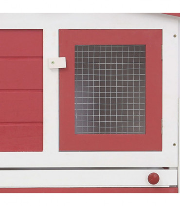 Outdoor Large Rabbit Hutch Red and White 204x45x85 cm Wood