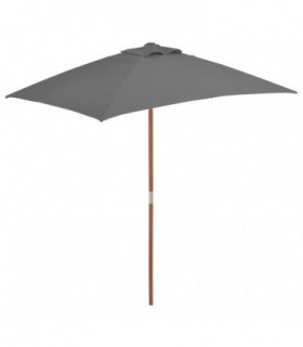 Outdoor Parasol with Wooden Pole 150x200 cm Anthracite