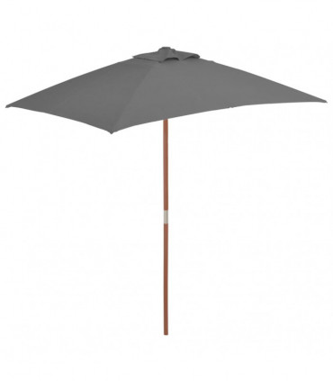 Outdoor Parasol with Wooden Pole 150x200 cm Anthracite