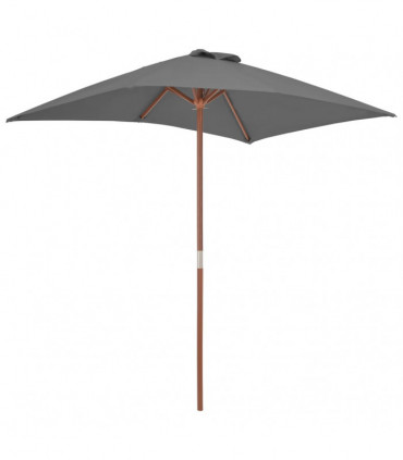 Outdoor Parasol with Wooden Pole 150x200 cm Anthracite