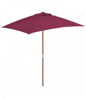 Outdoor Parasol with Wooden Pole 150x200 cm Bordeaux Red