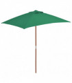 Outdoor Parasol with Wooden Pole 150x200 cm Green