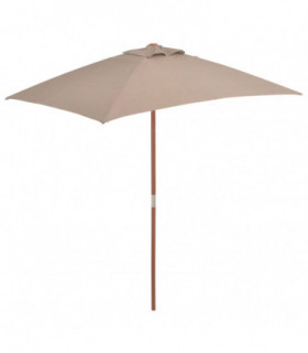 Outdoor Parasol with Wooden Pole 150x200 cm Taupe