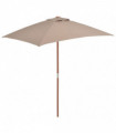 Outdoor Parasol with Wooden Pole 150x200 cm Taupe