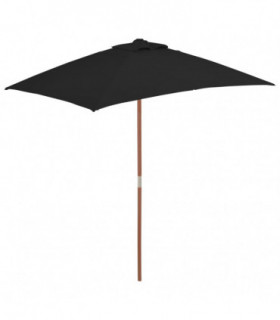 Outdoor Parasol with Wooden Pole Black 150x200 cm