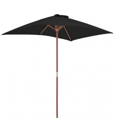 Outdoor Parasol with Wooden Pole Black 150x200 cm
