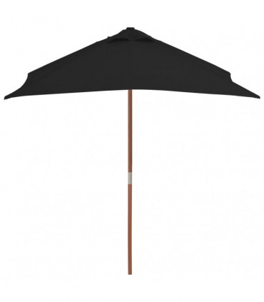 Outdoor Parasol with Wooden Pole Black 150x200 cm