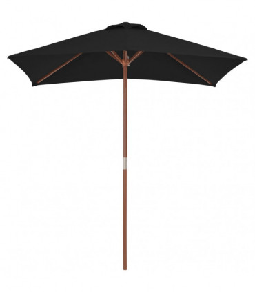 Outdoor Parasol with Wooden Pole Black 150x200 cm