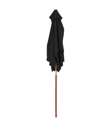 Outdoor Parasol with Wooden Pole Black 150x200 cm
