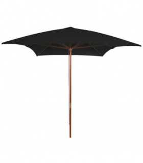 Outdoor Parasol with Wooden Pole Black 200x300 cm