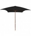 Outdoor Parasol with Wooden Pole Black 200x300 cm