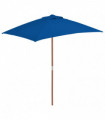 Outdoor Parasol with Wooden Pole Blue 150x200 cm