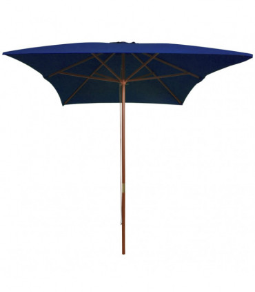 Outdoor Parasol with Wooden Pole Blue 200x300 cm