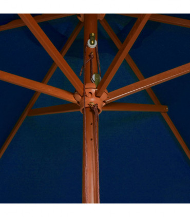 Outdoor Parasol with Wooden Pole Blue 200x300 cm