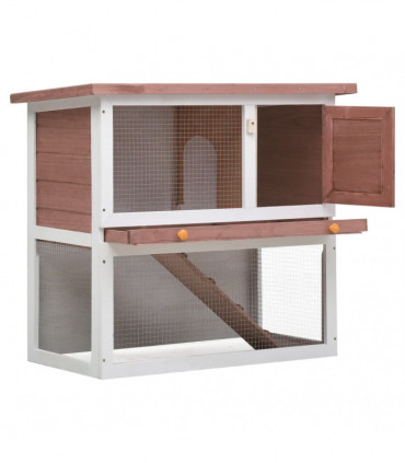 Outdoor Rabbit Hutch 1 Door Brown Wood
