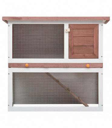 Outdoor Rabbit Hutch 1 Door Brown Wood