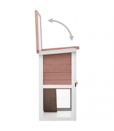 Outdoor Rabbit Hutch 1 Door Brown Wood