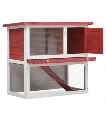 Outdoor Rabbit Hutch 1 Door Red Wood